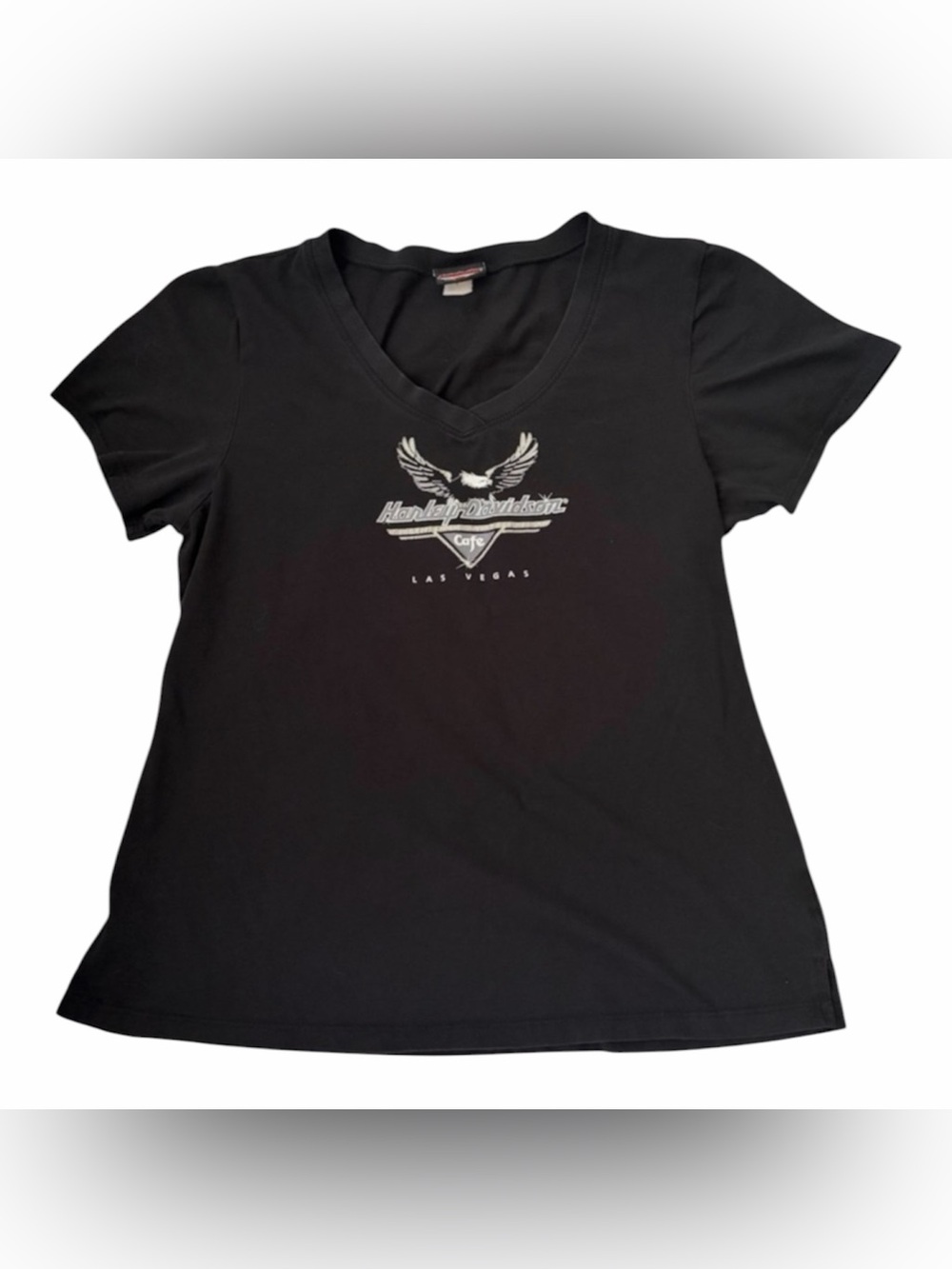 Vintage Y2K Harley Davidson Cafe Las Vegas Black Baby Tee Size Small
